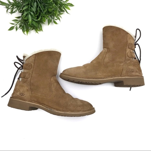 UGG Naiyah Lace-Back Genuine Shearling Boot 7 - Picture 2 of 9
